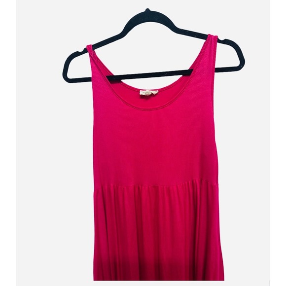 See You Monday Hot Pink Ribbed Maxi Dress Pockets Anthropologie Size XL - Picture 2 of 5